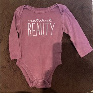 Old Navy Purple "Natural Beauty" Long-Sleeve One-Piece Bodysuit